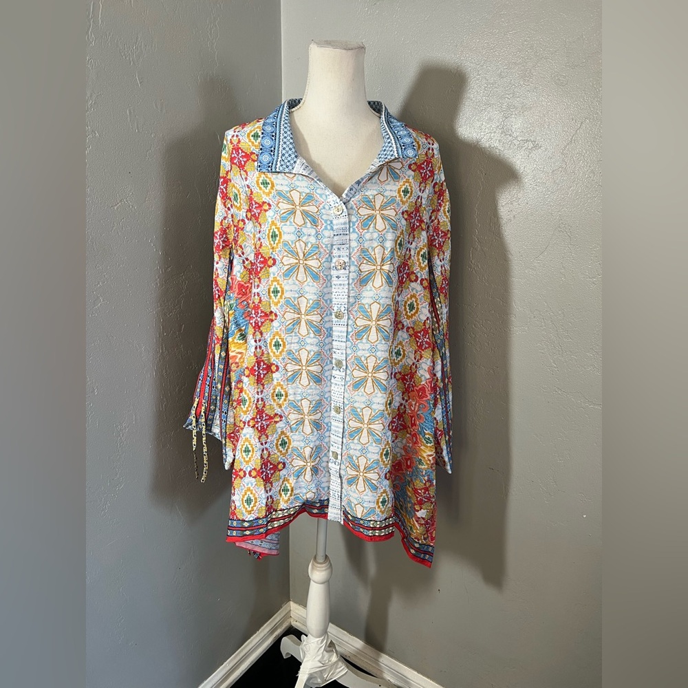John Mark women’s Blue and Red Floral Blouse size 3X